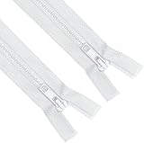 ANPURZII 2PCS #5 41 Inch White Separating Jacket Zippers for Sewing Coats, Molded Plastic Bulk Zippers(White 41" 2PCS)