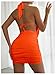 SOLY HUX Women's Sexy Deep V Neck Halter Bodycon Mini Dress Sleeveless Party Club Dresses Plain Burnt Orange Small