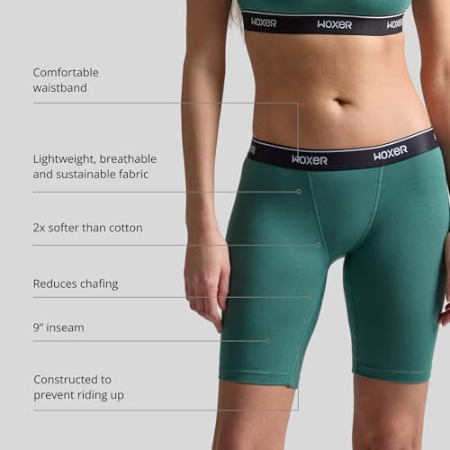 Image of Woxer Womens Boxers - Biker 9 inch Boy Shorts Underwear for Women, Modal Boxer Briefs, Chafe Free, Womens Underwear
