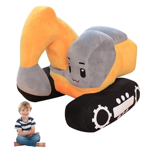 Coussin peluche pelleteuse 26 cm pour décorer la chambre de votre petit garçon
