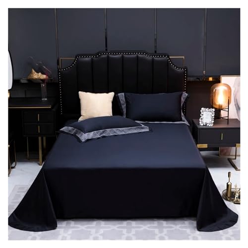 Ropa de cama de algodón egipcio King de 4 piezas con sábana plana 6