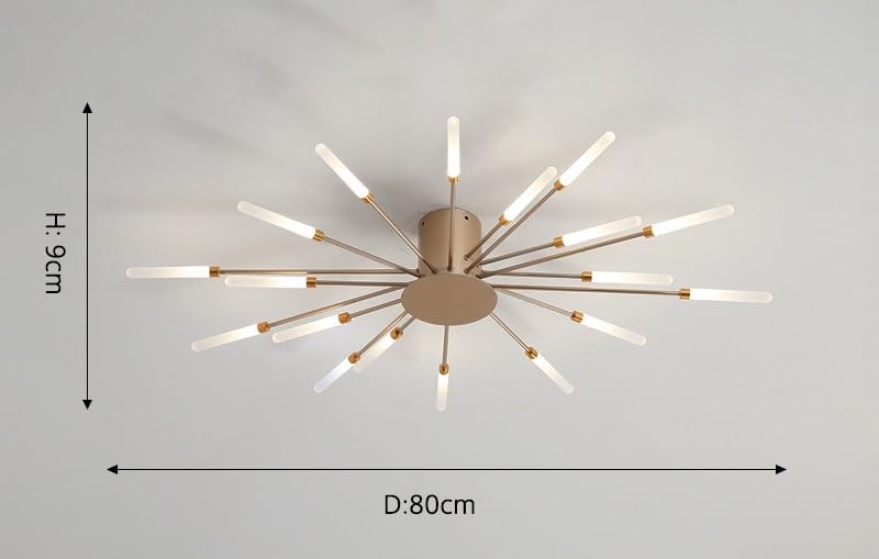 Lampe éclairage LED feu d'artifice moderne, lustre dimmable or - 2