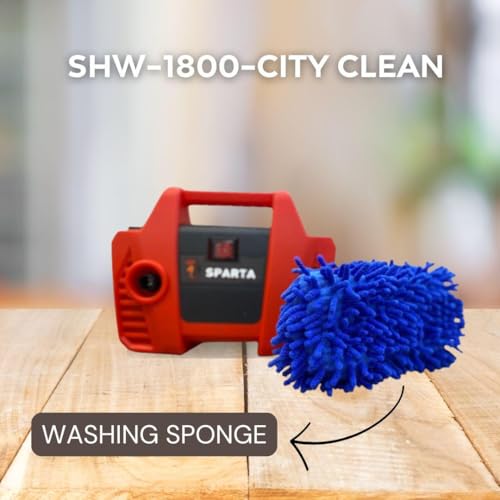 Image of Sparta SHW-1800-City Clean | 1600 Watt Heavy Duty 120 Bar High Pressure Washer for Cleaning Applications| One Stop Cleaning Machine for Car, AC, Home & Solar.