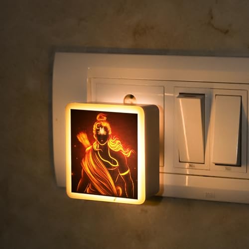 Image of Lexton Jai Shri Ram Fancy LED Night Lamp Light with 2 Pin Socket for Spiritual Ambiance, 0.5 Watt, 230v (Warm White, Pack of 1)