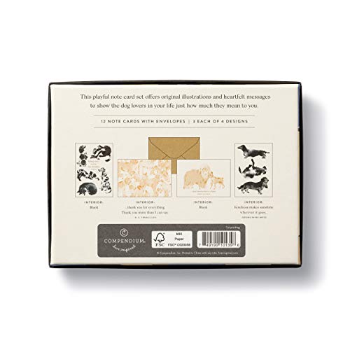 Compendium Cards With Adorable Dog Illustrations 12 Note Cards For Appreciation & Friendship #TOP30