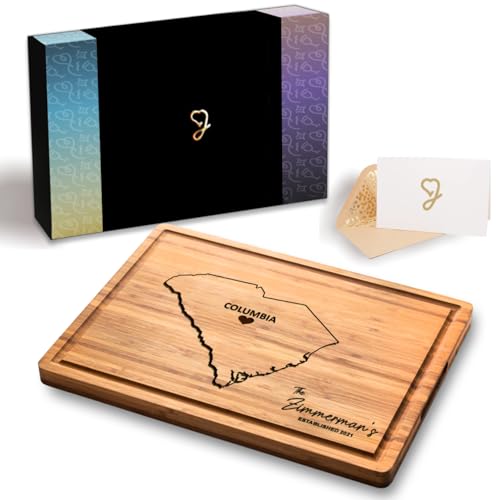 South Carolina Cutting Board Personalized, State Shaped Boards, Bamboo USA Gifts, Housewarming States Visted Map - Decor for Home