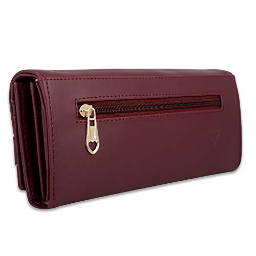 Image of ALSU Women's Maroon Hand Wallet Trendy | Hand Clutch| Hand Purse| 6 Card Pocket| Zipper Pockets| Phone Pocket| Office use (shd-002mar)