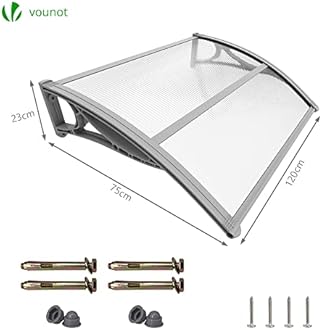 VOUNOT Front Door Canopy Outdoor Awning, Rain Shelter for Back Door, Porch, Patio, Window, 120 x 80 cm