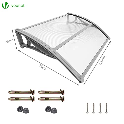 VOUNOT Front Door Canopy Outdoor Awning, Rain Shelter for Back Door, Porch, Patio, Window, 120 x 80 cm