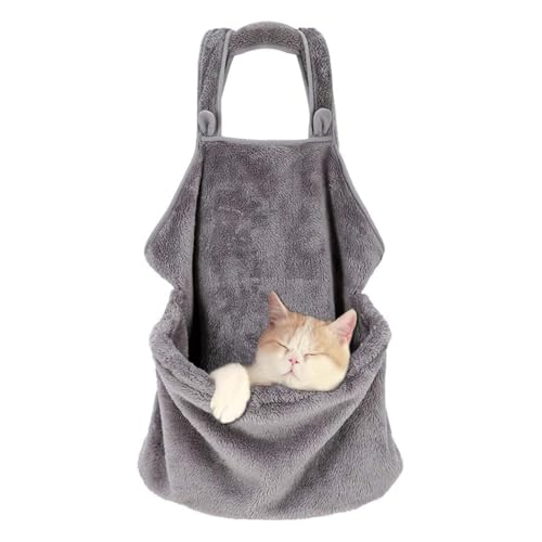 Diggly ペット猫寝袋 抱っこ用エプロン ポケット 猫 ニャンコ 小型犬 キャリア 抱っこ紐 カンガルーポケット ペットスリング 毛粘着防止 暖かい ブランケット 防寒対策 (Gray)