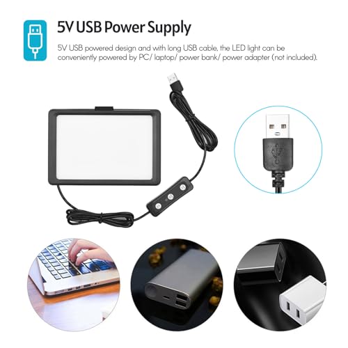 Image of Pomya LED Video Light Kit with Desktop Tripod, 66 LED Beads, 5600K Colour Temperature, 4 Colour Filters, USB Powered, Adjustable Brightness for Video Conference