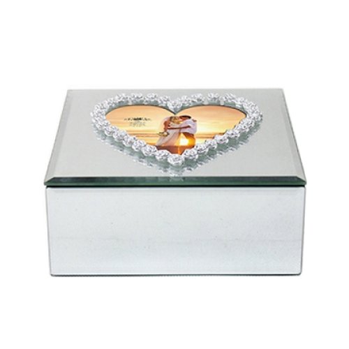 BARGAINS-GALORE Mirror Heart Trinket Box - Jewellery, Home Storage | Keepsake Gift | Glass Frame Organiser | Memories, Photos | Multipurpose | Womens, Heart Design Ornament