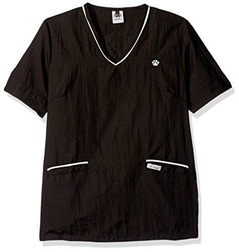 Top Performance Contrast-Trim V-Neck Grooming Tops — Fashionable And Versatile Tops For Professional Groomers - Medium, Black/White #TOP2