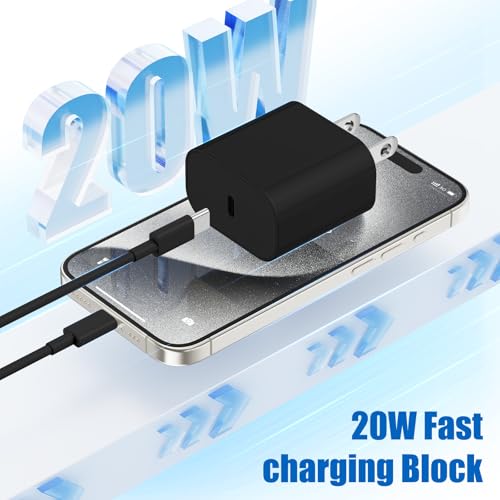Image of iPhone 17 16 15 Fast Charger Block and 10ft Type C to C Cable Cord Long, 20W USB C Charging Plug for Apple iPhone 17 Pro Max /17 Air /16 Pro Max /16 /15 Pro /15 Plus /iPad Mini,Wall Power Adapter Cube Brick