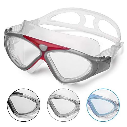 Winline Gafas de Natación Profesional Anti Niebla Hermético Ajustable Gafas de Natación para Adultos para Hombres Y Mujeres (Red/Clear Lens)
