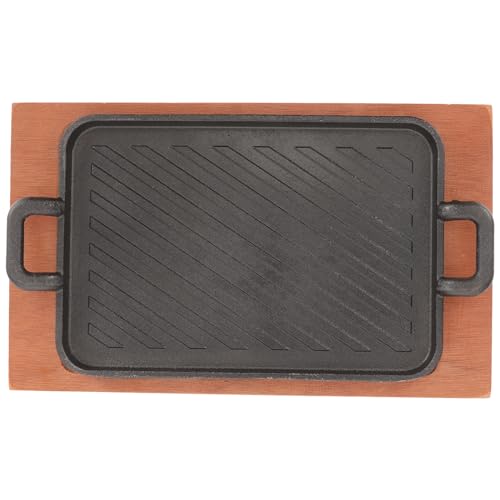 Luxshiny 1Juego Sartén de Hierro Resistente para Parrilla y Barbacoa Plancha Antiadherente de Teppanyaki para Cocinar Pescado Filetes y Verduras Completo de Bandeja para Hornear