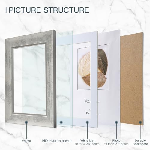 XUANLUO 5x7 Picture Frames Set of 4 Rustic Retro Photo Frame with HD Plastic Cover for Wall Mount and Tabletop Display Family Friends Wedding Gift
