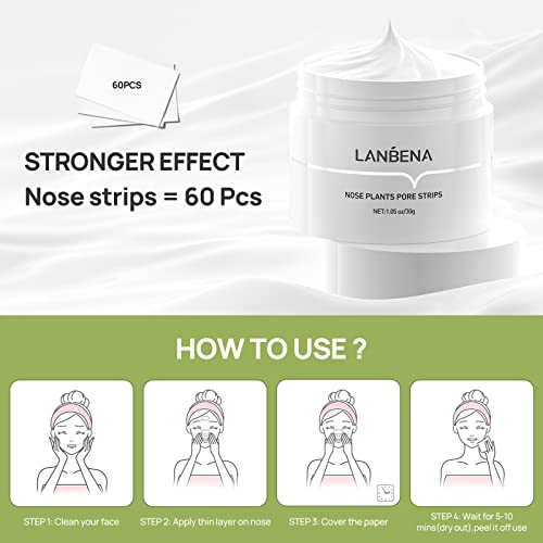 Lanbena Puntos Negros, Blackhead Mask Pore Strips, Deep Cleansing For All Skin Types thumb #4