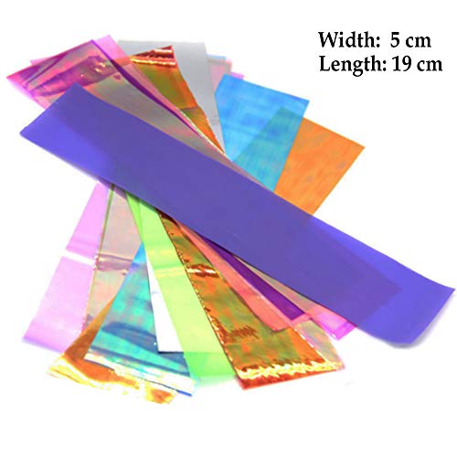 Beaute Galleria 24 Pieces Mixed Colors Nail Art Diy Holographic Shattered Broken-Glass Reflective Mirror Shard Effect Rainbow Thin Iridescent Cellophane Films Foils #TOP3