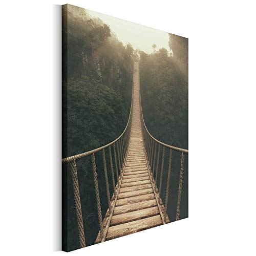 Revolio - Cuadro en Lienzo - impresión artística - Decoracion de Pared - Tamaño: 50x50 cm - Puente Colgante marrón