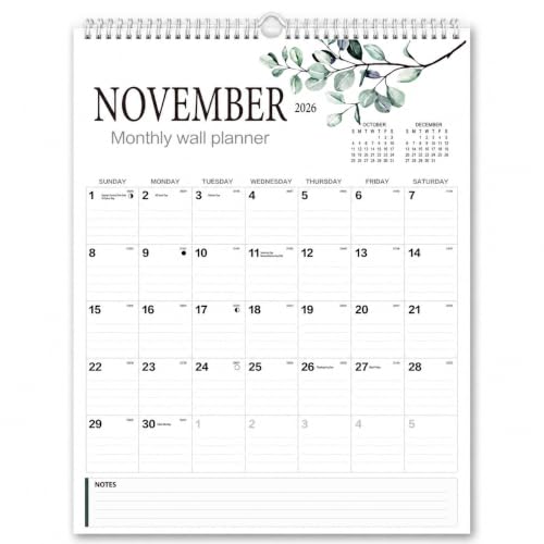 2026-2027 Wall Calendar, Hanging Spiral Calendar Calendar Wall Paper from November 2026 - December 2027 Thick 14.8"X11.5", Spiral Bound, Blocks for Easy Planning, Fridge Desk Colorful Monthly Doodle Designs
