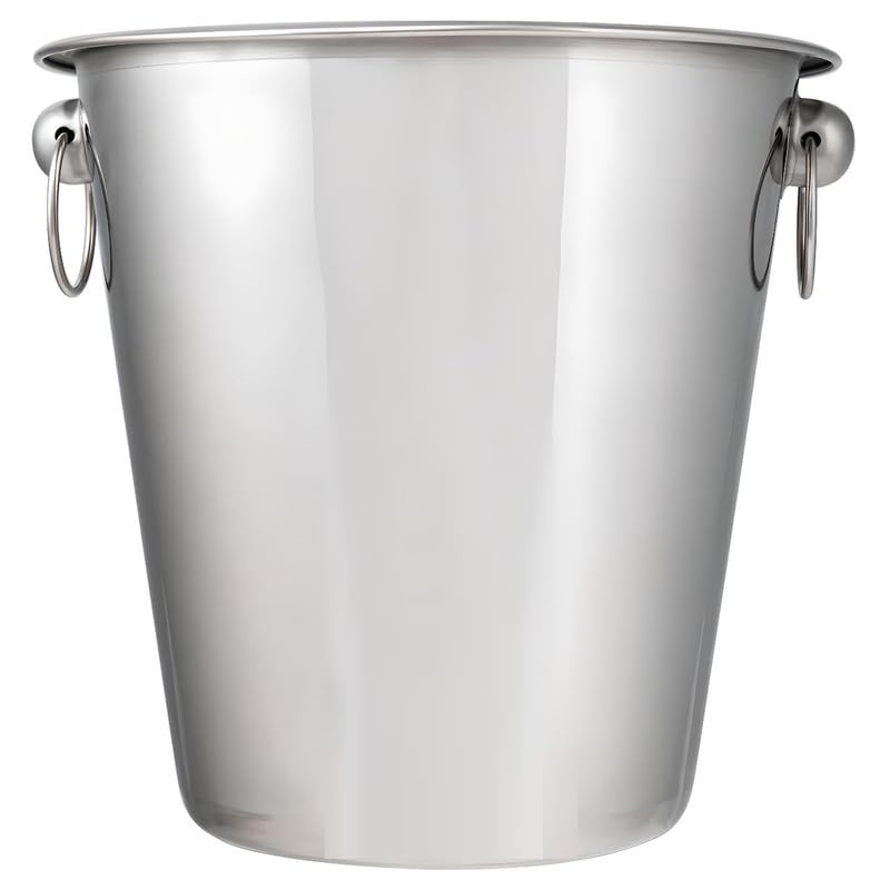 OCS Parts 3-Pack 8.5 Inch Stainless Steel Wine and Champagne Cooler Ice Buckets | 4 Quart Smooth Decorative Ice Buckets for Bottles Beverages and Drinks | Silver