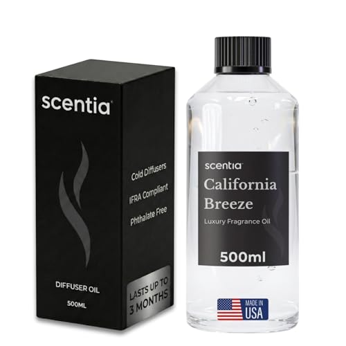 Scentia California Breeze Diffuser Oil for HVAC Scent Machine – Hotel Fragrance Inspired by Delano Beach Club – 500 mL – Orange, Green Tea & Jasmine Oil for Commercial & Cold Air Diffusers