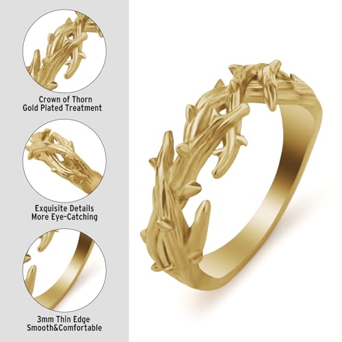 Mens Thorns Crown Ring Stainless Steel Branch Jesus Crown of Thorns Rings Jewelry for Men Women Size 7/8/9/10/11/12/132