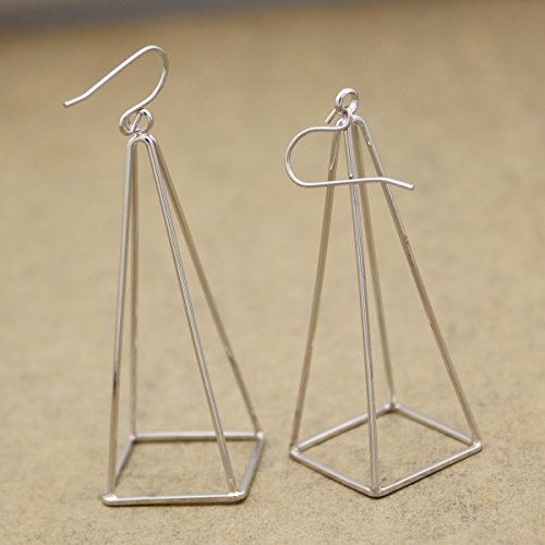 Rechicgu Silver Blogger Aztec Cut Out 3D Triangle Pyramid Steampunk Diva Gypsy Earrings With Gift Box #TOP3