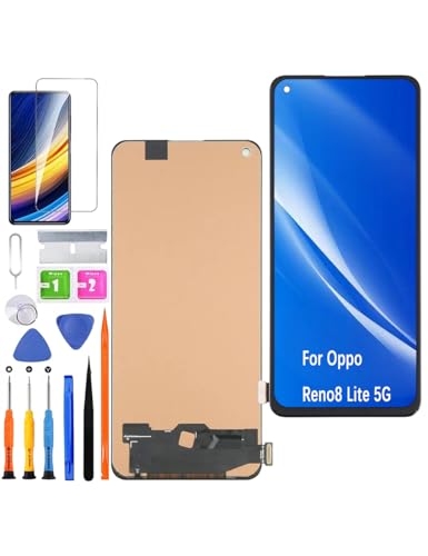HLYGZX Pantalla de Repuesto para Oppo Reno8 Lite 5G LCD Pantalla incell, para Oppo Reno 8 Lite 5G Pantalla Pantalla Táctil Digitalizador Kit de Reparación(Sin Huella Dactilar)