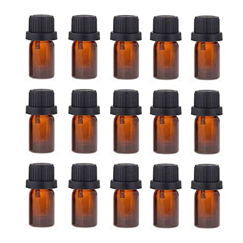 5ml Amber Glass Essential Oil Bottles with Dropper (15-Pack)