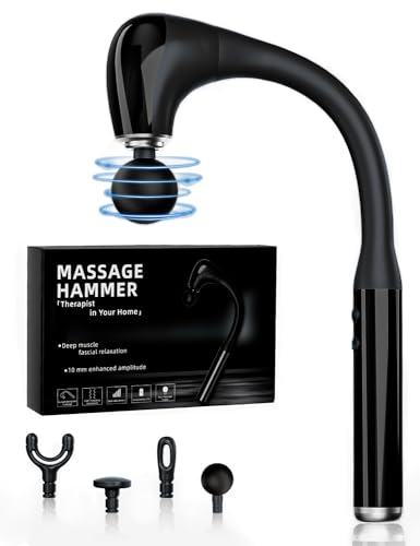 MAGNISH Massage Gun, Muscle Massage Gun Deep Tissue, Handheld Curved Back Massager, 5-Speed Adjustable Intensity with 4 Massage Heads for Relieve Body Pain