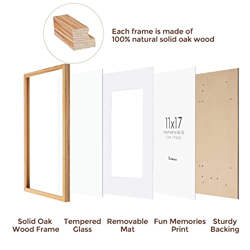Oak Wood Picture Frame 11X17, 11 X 17 Wood Frame Poster Frame, 11"X17" Photo Frame With Mat Display 8"X12" Picture, Rustic Oak Frame 11X17 For Wall #TOP2