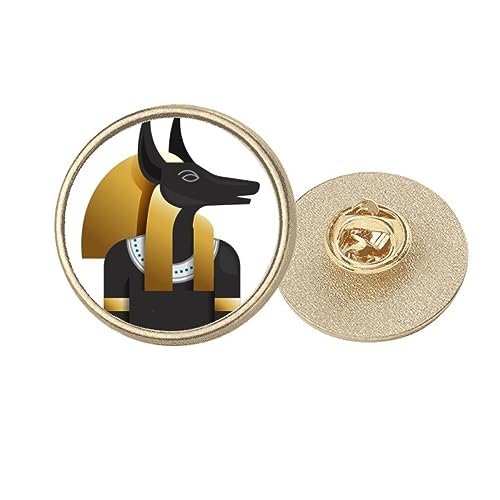 Broche ronde Anubis métal doré Égypte ancienne idée cadeau original pour passionné
