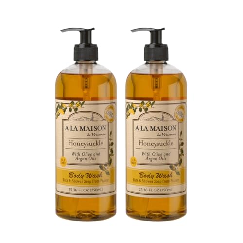 A LA MAISON Hydrating Body Wash Honeysuckle Uses: Body Essential Oils Plant Based Vegan Cruelty-Free Alcohol & Paraben Free (25.36 oz 2 Pack)