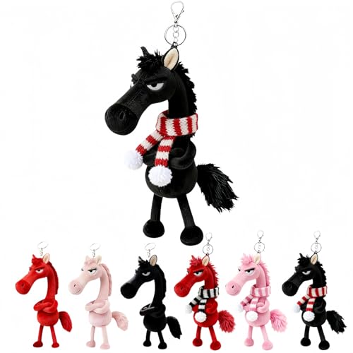 2026 Year of the Horse Gift Pendant - Soft Horse Plush Keychain for Bag, Car & Home Decor, Chinese Zodiac New Year Gift (B1, Uniform code)