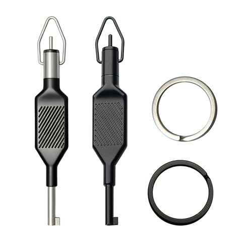 MALTERZER Universal Standard Hand Cuffs Key with Detachable Keyring,Pocket Tactical Universal Hand Cuffs Keys for All Standard Series of Hand Cuffs (2, Black+Sliver)