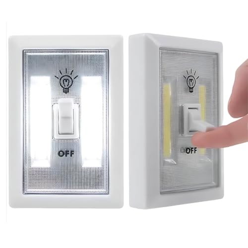 Ultra Bright Battery Powered COB Night Light | Manual Switch | Stick in Any Location | No Cables Required | Closet Cupboard Shelf Garage Stairs | Power Cut Backup Lamp | Stick to Any Surface or Wall