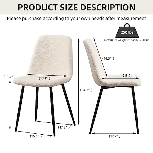 Ylkhome Dining Chairs Set Of 4, Beacon Collection Modern Boucle Fabric Upholstered Dining Chair,Contemporary Dining Chairs With Metal Legs For Living/Dining/Bedroom,White… #TOP2