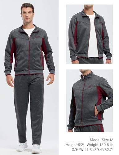 Image of Rdruko Men's Athletic Casual Tracksuit 2 Piece Full Zip Jacket Sweatsuit Outfit Jogger Fleece Set