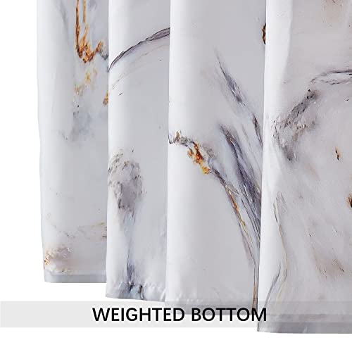 Yostev Grey Gold Marble Shower Curtain, Abstract Marble Shower Curtains For Bathroom Décor, Textured Waterproof Cloth Fabric Shower Curtain Set With 12 Metal Hooks, 72 X 72 Inch #TOP6