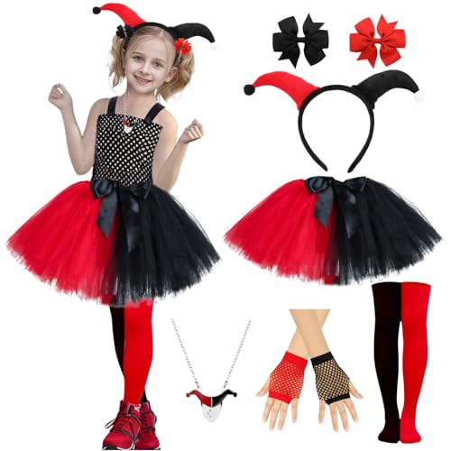 Disfraz de Quinn Niñas, Chicas Villano Suicide Traje, Quinn Cosplay de Halloween, Disfraz de Qu inn para Niña, Quinn Dis fraz para Niñas, Dis fraz Cosplay Qu inn, Disf raz de Qui nn Cos play