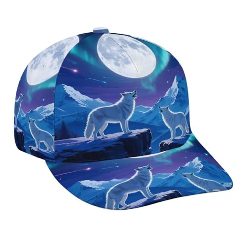 Fashion Baseball Cap Dad Cap for Girls Boys Youth - Wolves Pink Neon Moon Art Lightweight Moisture Wicking Golf Cap Headwear