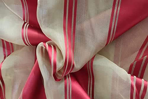 Tissu organza à rayures en soie rouge pour robe de soirée de mariage
