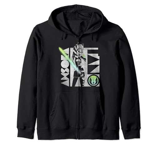 Sweat à capuche Ahsoka Tano Star Wars zippé et chaud avec imprimé sabre laser