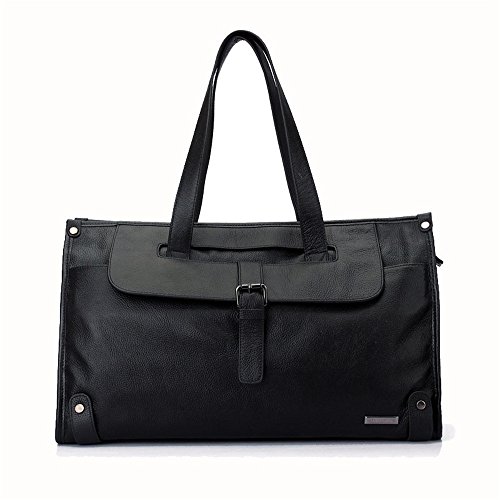 Goodvk Bolso de Viaje de Cuero para Hombres Bolso de Hombre de Cuero Casual para Negocios Bolso de Hombro Grande Bolso Diagonal portátil Bolsa de Mano (Color : Negro)
