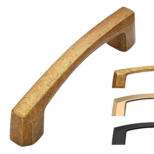 Image of 10 Pack Antique Brass Cabinet Pulls 3 Inch Kitchen Cabinet Handles Kitchen Handles for Cabinets Vintage Drawer Pulls Dresser Pulls Retro Cupboard Handles