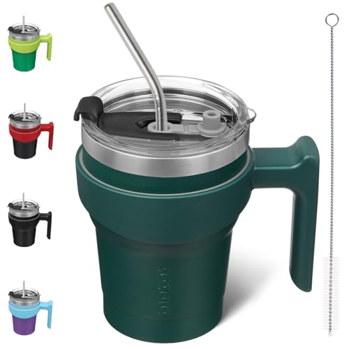 Image of BJPKPK 10 oz Mini Tumbler with Lid, Straw & Handle, Insulated Steel Cup
