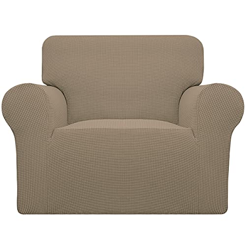 Image of Easy-Going Stretch Oversized Chair Sofa Slipcover 1-Piece Couch Sofa Cover Furniture Protector Soft with Elastic Bottom for Kids Spandex Jacquard Fabric Small Checks Natural