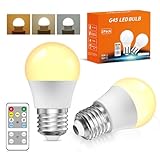 TobeBright Bombilla LED E27 G45 Regulable con Mando, 5W 3 Temperaturas de Color Blanco Cálido Blanco Neutro Blanco Frío E27 LED con Función de Temporizador, para Dormitorio, Luz Nocturna (2PCS)